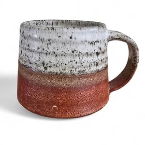 Rustic Handmade Stoneware Mug – White & Terracotta Speckled Glaze